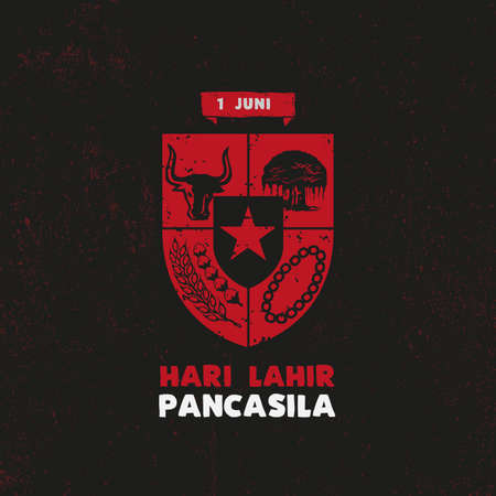 Hari Lahir Pancasila, 1 Juni. Translation : June 1, Indonesian Pancasila Day. Unity in Diversity. vector illustration.のイラスト素材
