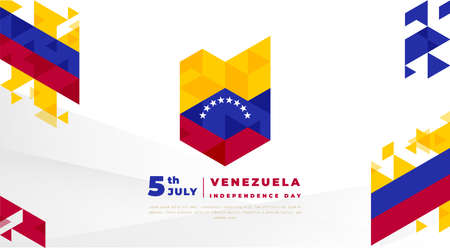Banner illustration of Venezuela independence day celebration. Vector illustration.のイラスト素材