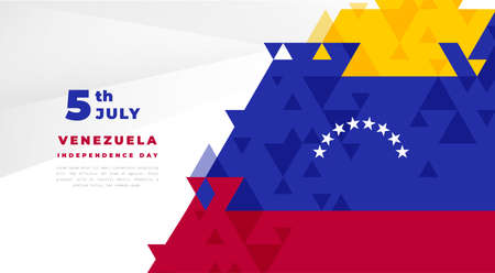 Banner illustration of Venezuela independence day celebration. Waving flag and hands clenched. Vector illustration.のイラスト素材