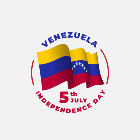 Square Banner illustration of Venezuela independence day celebration. Waving flag and hands clenched. Vector illustration.のイラスト素材