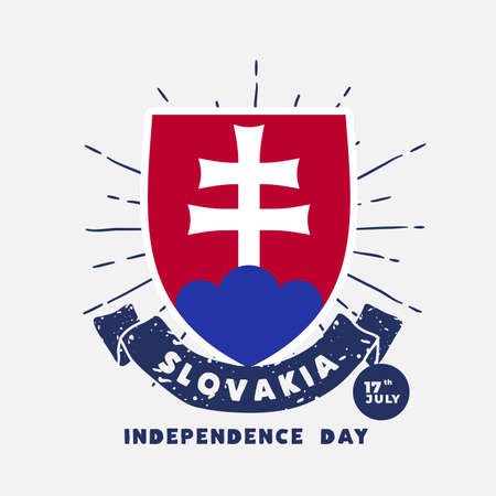 Square Banner illustration of Slovakia independence day celebration. Vector illustration.のイラスト素材