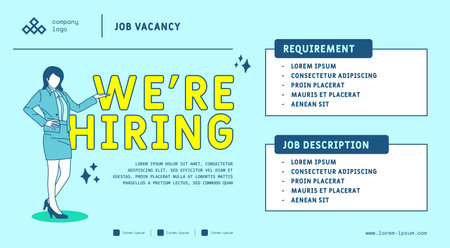 Job vacancy design banner. Open recruitment design template. Business recruiting vector illustration with flat style.のイラスト素材