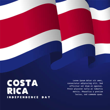 Square Banner illustration of Costa Rica independence day celebration. Waving flag and hands clenched. Vector illustration.のイラスト素材
