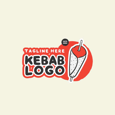 Kebab and shawarma logo design vector template. Vector label Turkish and Arabian fast food.のイラスト素材
