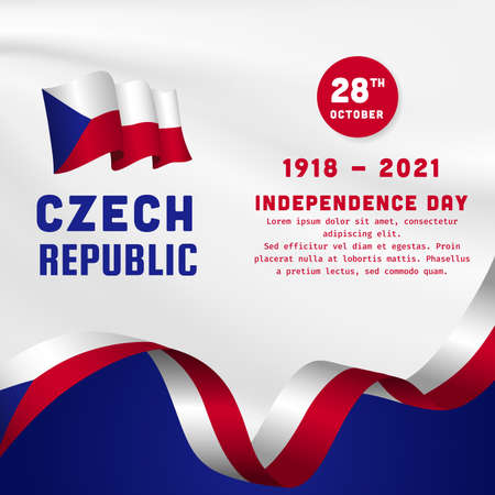 Square Banner illustration of Czech Republic independence day celebration. Waving flag and hands clenched. Vector illustration.のイラスト素材