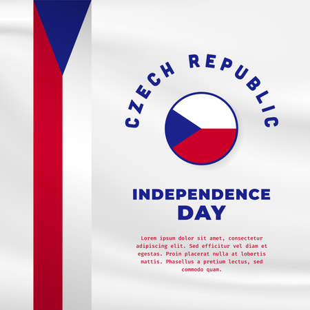 Square Banner illustration of Czech Republic independence day celebration. Waving flag and hands clenched. Vector illustration.のイラスト素材
