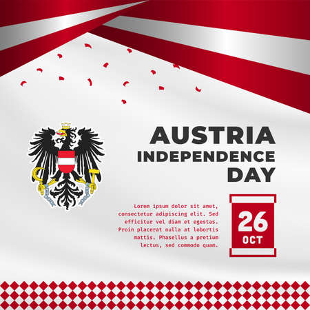Square Banner illustration of Austria independence day celebration. Waving flag and hands clenched. Vector illustration.のイラスト素材