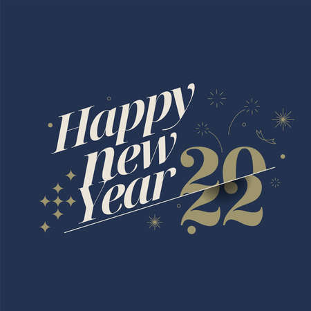 Happy New Year greeting banner vector illustration with typography style.