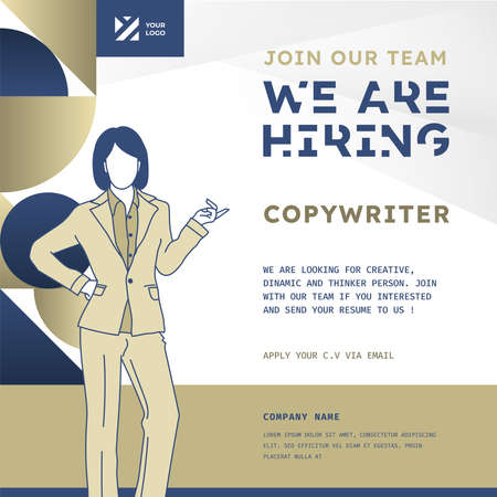 Square job vacancy design banner. Open recruitment design template. Business recruiting with vector illustration.のイラスト素材