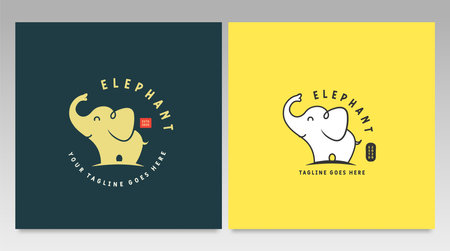 Elephant logo design vector template and Illustration. Animal logo vectorのイラスト素材