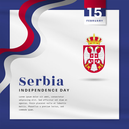 Square Banner illustration of Serbia independence day celebration with text space. Vector illustration.のイラスト素材