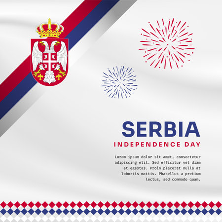 Square Banner illustration of Serbia independence day celebration with text space. Vector illustration.のイラスト素材