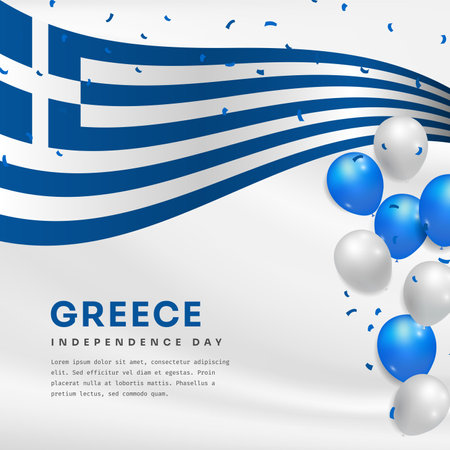 Square Banner illustration of Greece independence day celebration with text space. Vector illustration.のイラスト素材