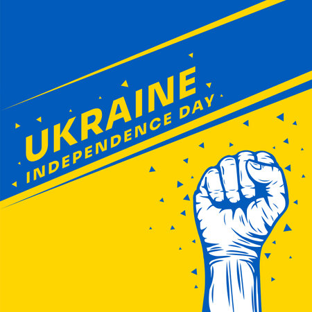 Square Banner illustration of Ukraine independence day celebration with text space. Vector illustration.のイラスト素材