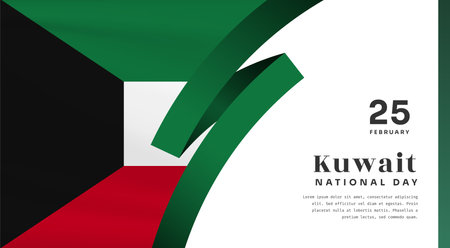 Square Banner illustration of Kuwait independence day celebration with text space. Vector illustration.のイラスト素材