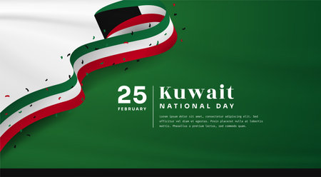 Square Banner illustration of Kuwait independence day celebration with text space. Vector illustration.のイラスト素材