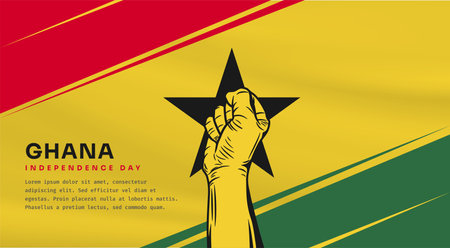 Banner illustration of Ghana independence day celebration with text space. Vector illustration.のイラスト素材