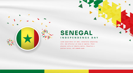 Banner illustration of Senegal independence day celebration with text space. Vector illustration.のイラスト素材