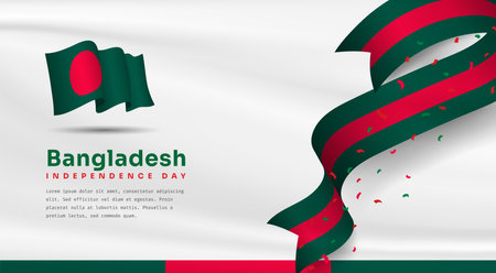Banner illustration of Bangladesh independence day celebration with text space. Vector illustration.のイラスト素材