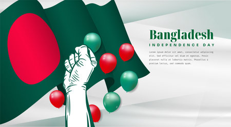 Banner illustration of Bangladesh independence day celebration with text space. Vector illustration.のイラスト素材