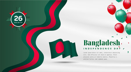 Banner illustration of Bangladesh independence day celebration with text space. Vector illustration.のイラスト素材