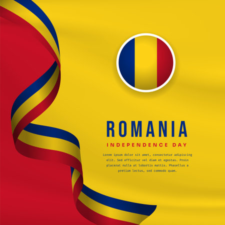 Square Banner illustration of Romania independence day celebration with text space. Vector illustration.のイラスト素材