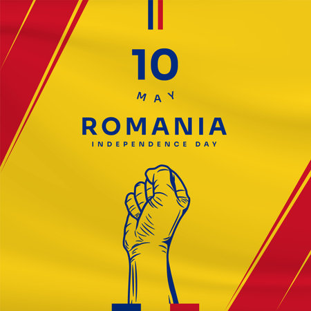 Square Banner illustration of Romania independence day celebration with text space. Vector illustration.のイラスト素材