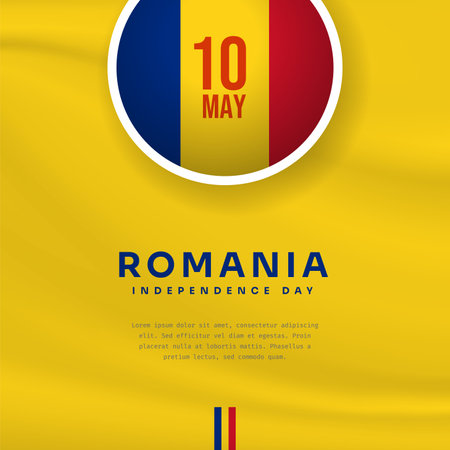 Square Banner illustration of Romania independence day celebration with text space. Vector illustration.のイラスト素材