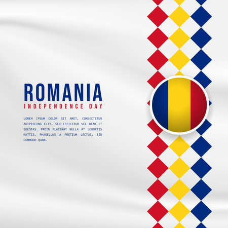 Square Banner illustration of Romania independence day celebration with text space. Vector illustration.のイラスト素材