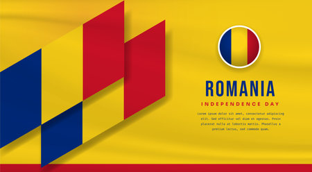 Banner illustration of Romania independence day celebration with text space. Vector illustration.のイラスト素材