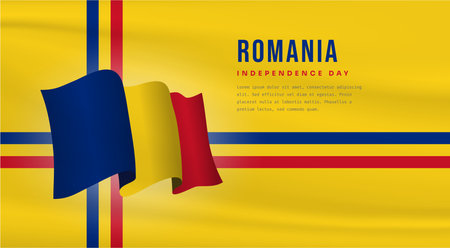Banner illustration of Romania independence day celebration with text space. Vector illustration.のイラスト素材