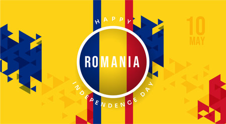 Banner illustration of Romania independence day celebration with text space. Vector illustration.のイラスト素材