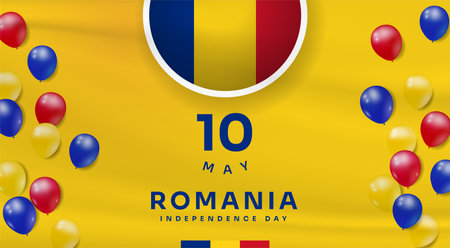 Banner illustration of Romania independence day celebration with text space. Vector illustration.のイラスト素材