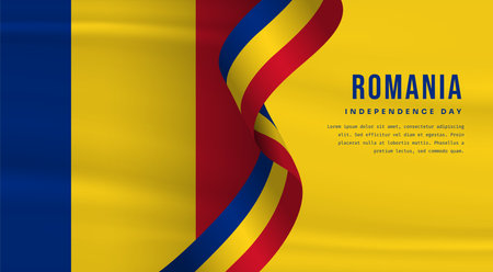 Banner illustration of Romania independence day celebration with text space. Vector illustration.のイラスト素材