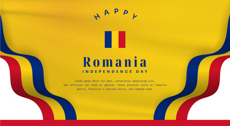 Banner illustration of Romania independence day celebration with text space. Vector illustration.のイラスト素材