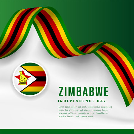 Square Banner illustration of Zimbabwe independence day celebration with text space. Vector illustration.のイラスト素材