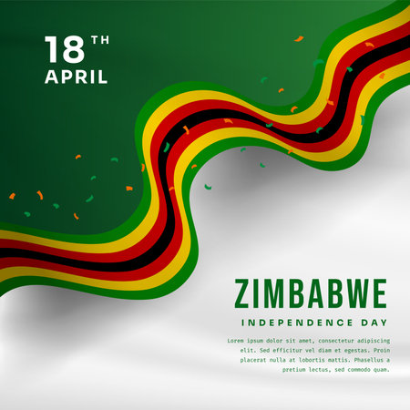 Square Banner illustration of Zimbabwe independence day celebration with text space. Vector illustration.のイラスト素材