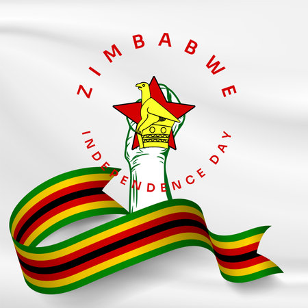 Square Banner illustration of Zimbabwe independence day celebration with text space. Vector illustration.のイラスト素材