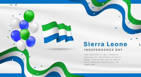 Banner illustration of Sierra Leone independence day celebration with text space. Vector illustration.のイラスト素材