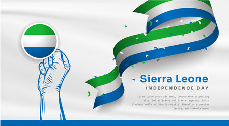 Banner illustration of Sierra Leone independence day celebration with text space. Vector illustration.のイラスト素材