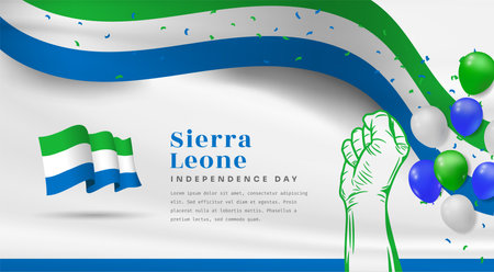 Banner illustration of Sierra Leone independence day celebration with text space. Vector illustration.のイラスト素材