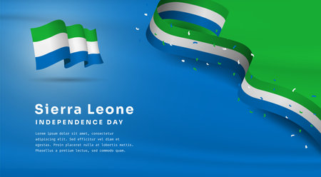 Banner illustration of Sierra Leone independence day celebration with text space. Vector illustration.のイラスト素材