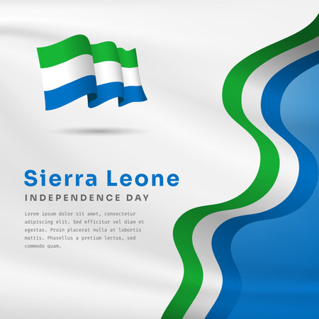 Square Banner illustration of Sierra Leone independence day celebration with text space. Vector illustration.のイラスト素材
