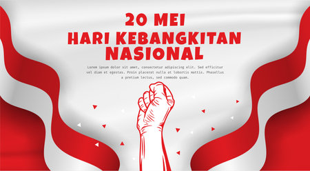 Hari Kebangkitan Nasional, 20 Mei. Translation : May 20, National Awakening Day of Indonesia. vector banner illustration.のイラスト素材