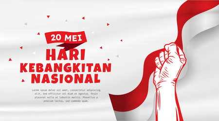 Hari Kebangkitan Nasional, 20 Mei. Translation : May 20, National Awakening Day of Indonesia. vector banner illustration.のイラスト素材
