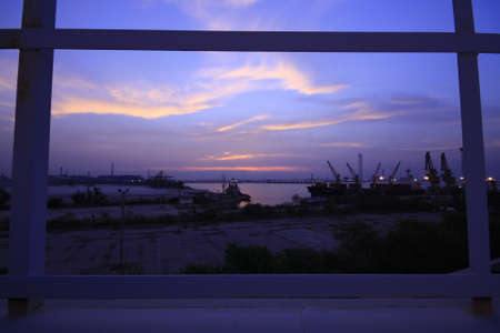 view sunrise at harbor with frame