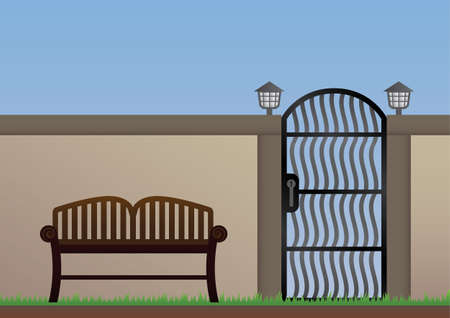 the chair near the fenceのイラスト素材