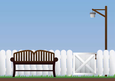 the chair near the fenceのイラスト素材