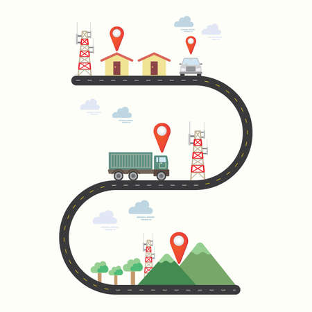 gps graphic lineのイラスト素材