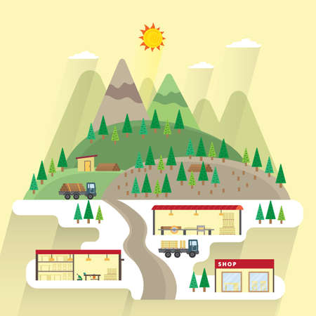 wood industryのイラスト素材